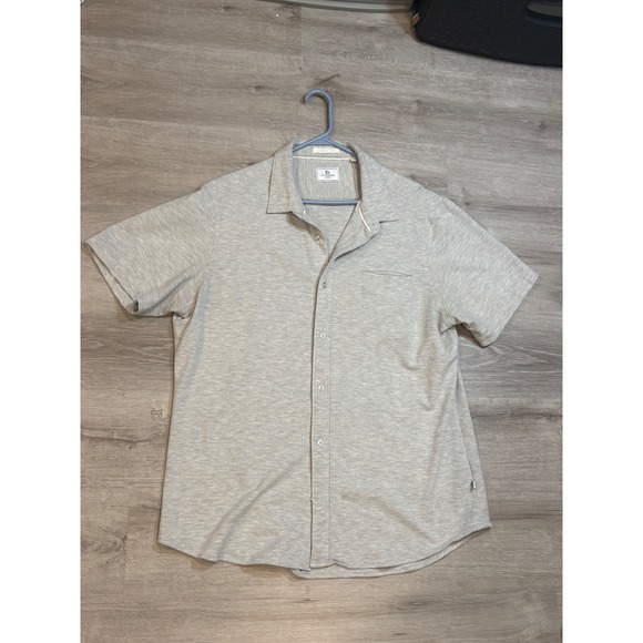 7 Diamonds Seville Jacquard Stretch Woven Shirt Mens XL Short Sleeve Gray Button - Picture 1 of 7